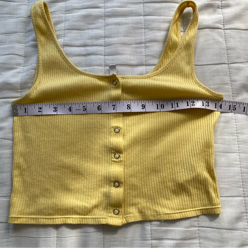 Yellow Ribbed Button-Front Tank Top - Picture 7 of 8